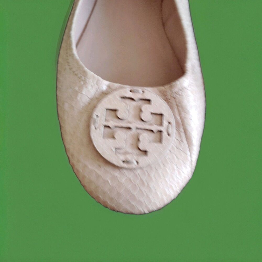 Tory Burch Snakeskin Leather Ballet Flats Women Authentic - Picture 2 of 3